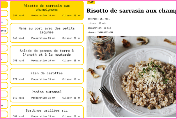 Screenshot de l’application Recette